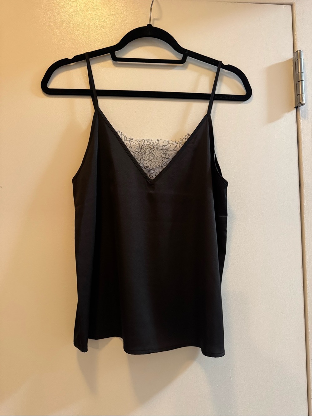 Forever 21 Black Satin Lace-Trim Cami